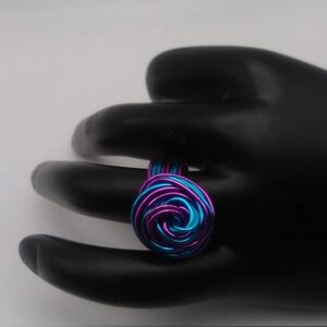 Teal and Purple Wire Ring